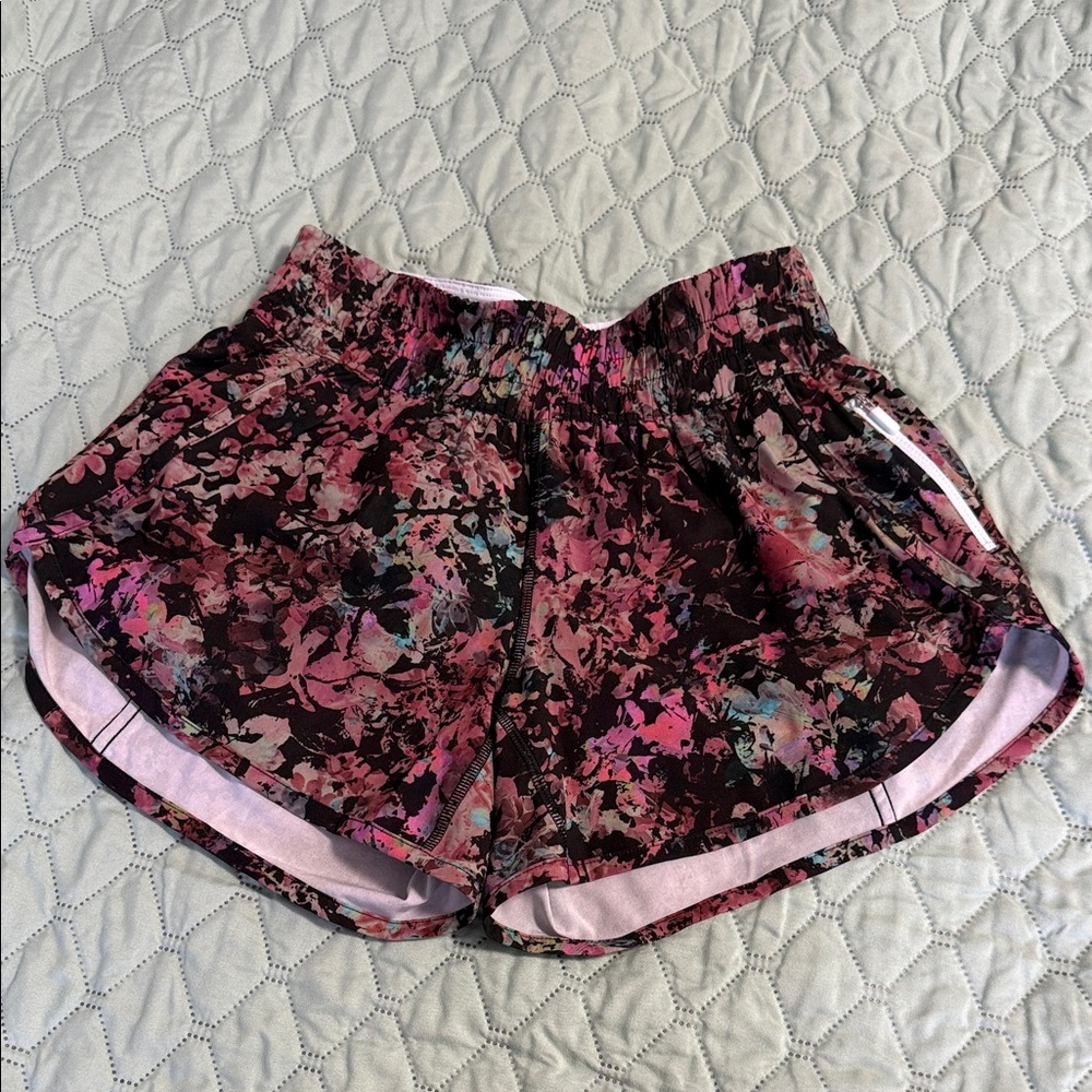 lululemon athletica Floral Black and Pink Women's Athletic Shorts